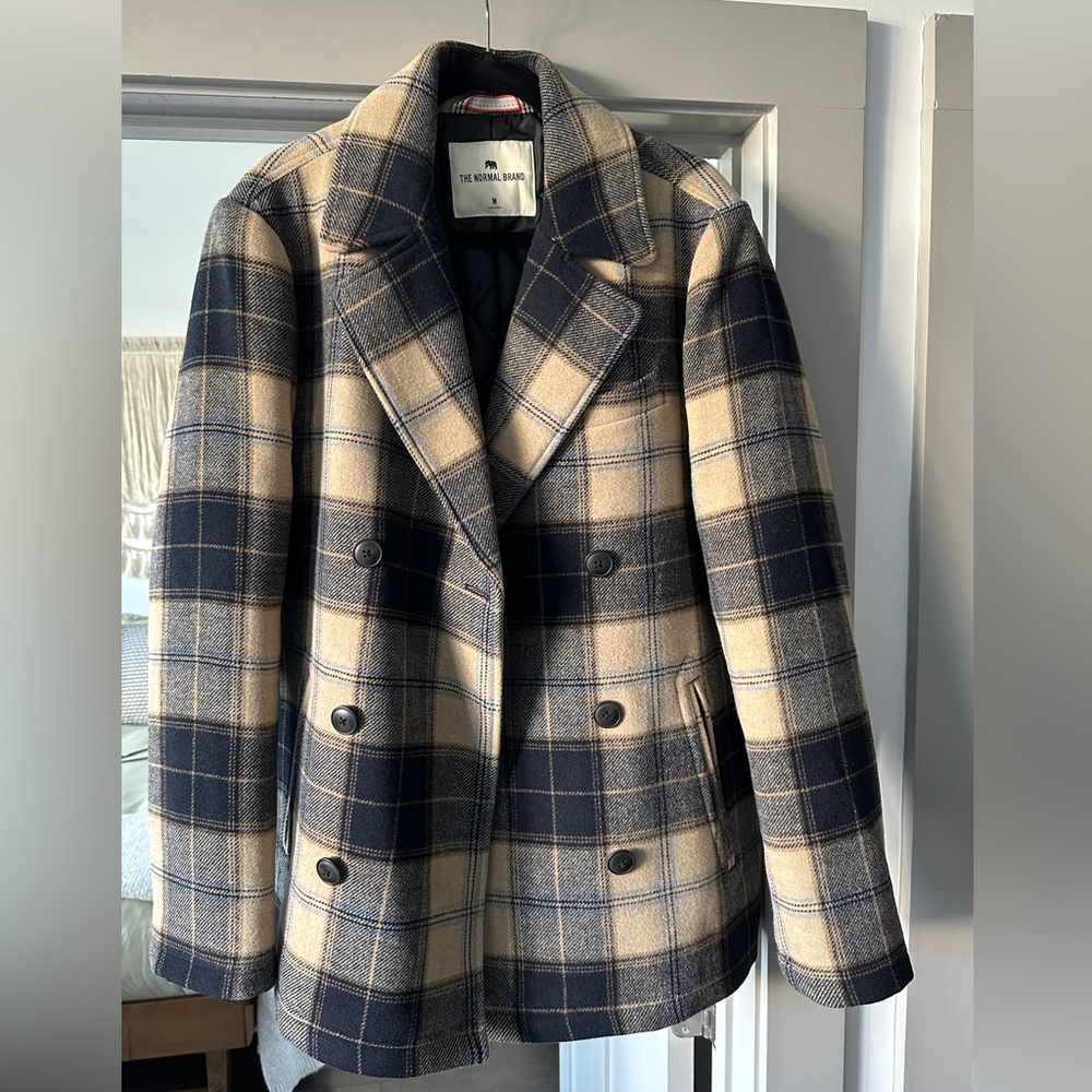 The Normal Brand Navy and Beige Plaid Jacket